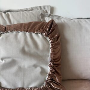Housse d’oreiller en satin réversible sable/blanc