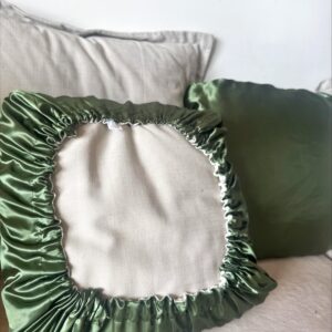 Housse d’oreiller en satin réversible vert/blanc